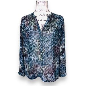 Rebecca Taylor Chiffon Shirt Leopard Blue